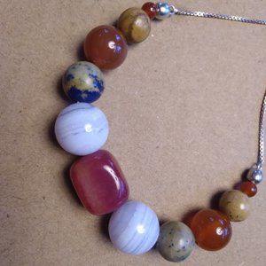 New! Multi Gem 925 Sterling Bolo Bracelet!